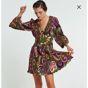 Candice Plissé Fit & Flare Dress - XS